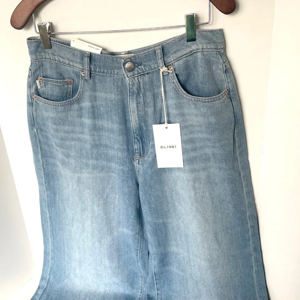 DL1961 Hepburn Wide Leg High Rise Jeans Womens 29 River Bank Lightweight - Picture 4 of 11